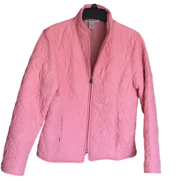 PINK quilted/embroidered Nina Capri jacket. Women’s size medium - Picture 1 of 13